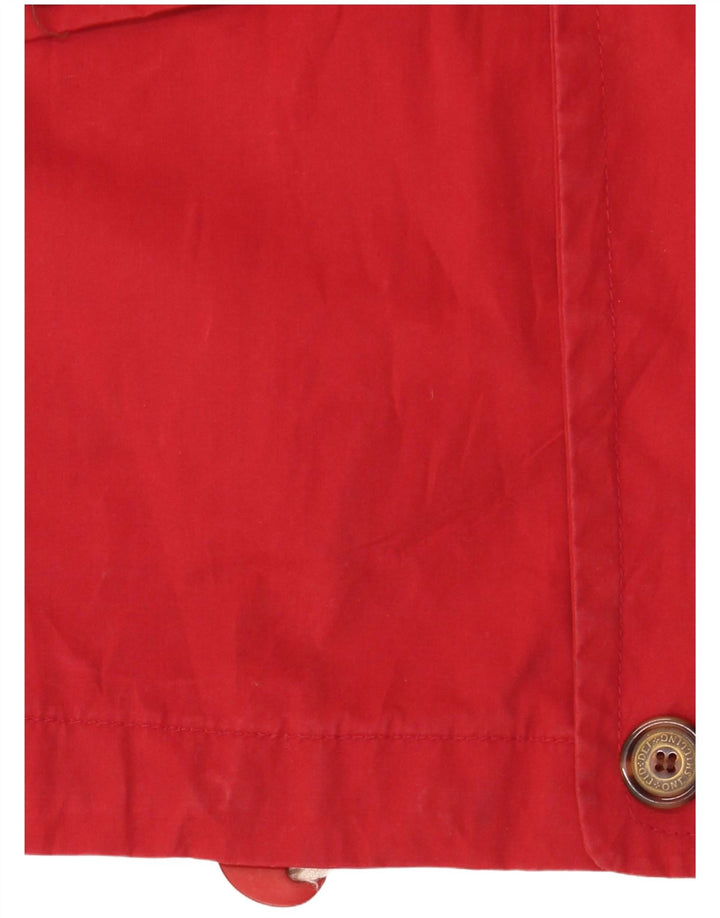 Vintage Mens Hooded Loose Fit Utility Jacket UK 36 Small Red Polyester