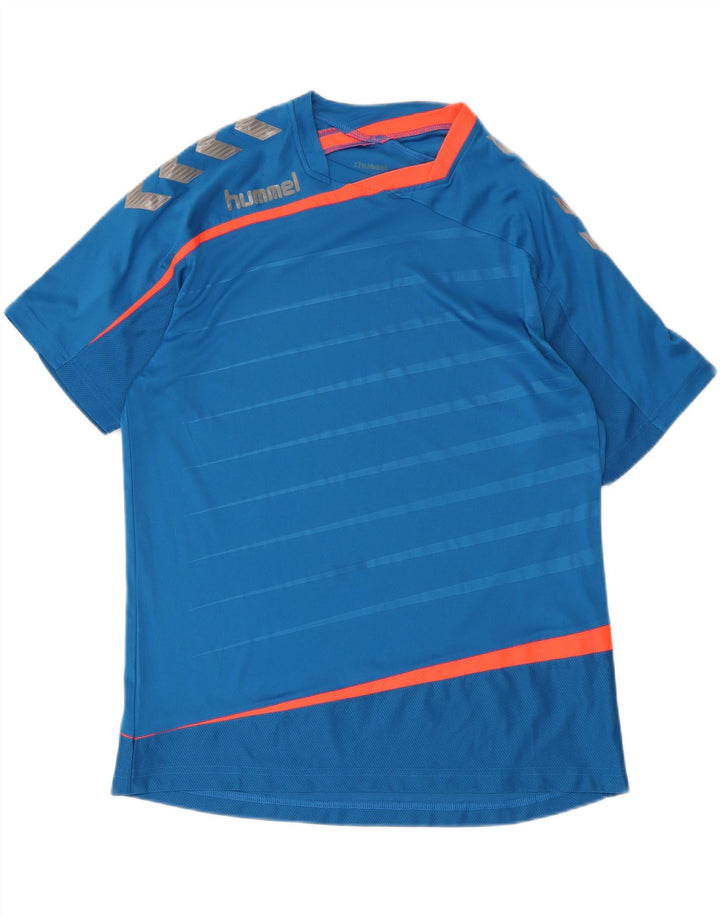 Hummel Mens Graphic T-Shirt Top Large Blue Striped