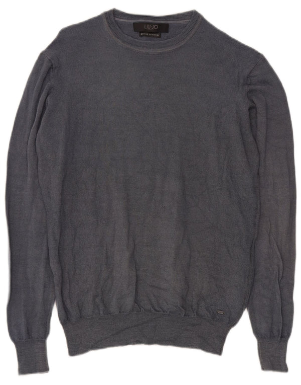 Liu Jo Womens Crew Neck Jumper Sweater UK 22 3XL Grey Wool
