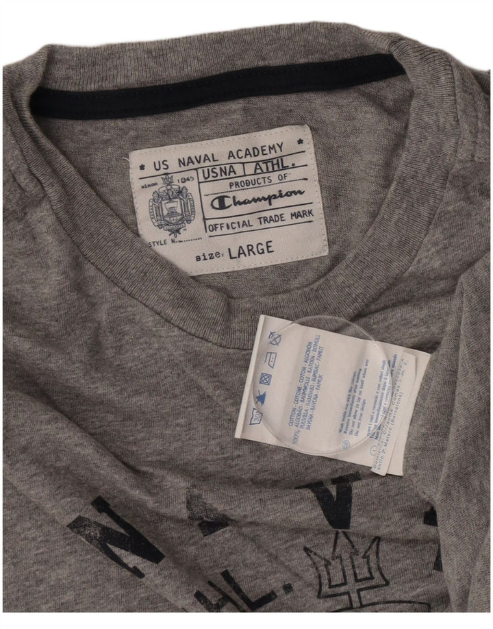 CHAMPION Mens Graphic Vest Top Large Grey Cotton