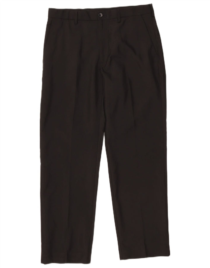 Marks & Spencer Mens Regular Fit Chino Trousers W32 L29 Black Polyester