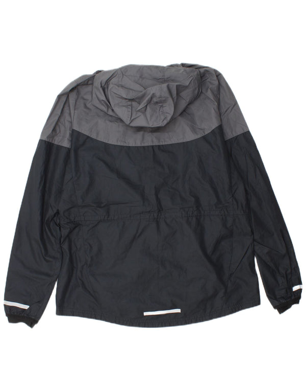 NIKE Mens Hooded Rain Jacket UK 40 Large Black Colourblock Polyester
