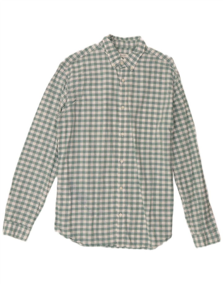 Jack & Jones Mens Shirt Size 42 Large Green Gingham Cotton