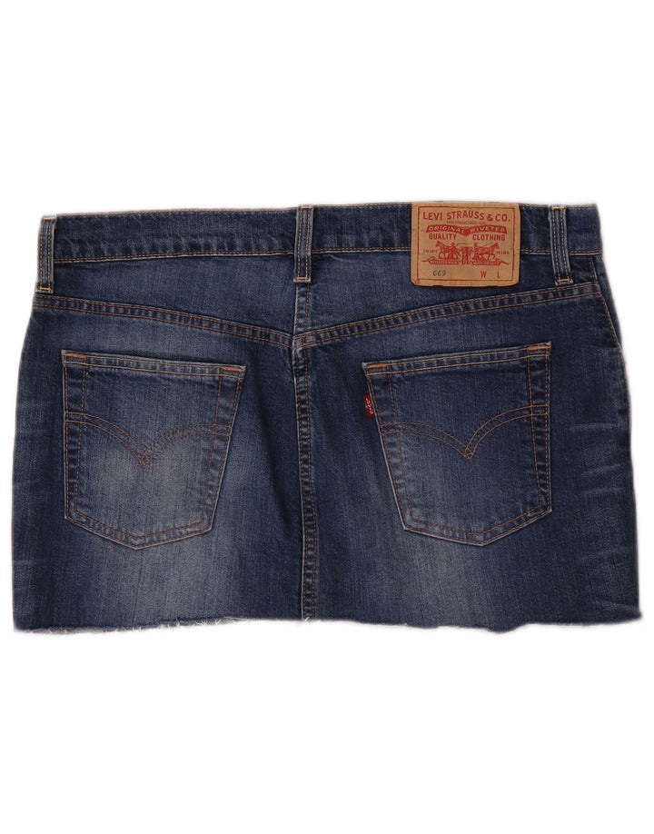 Levi's Womens 669 Mini Denim Skirt W32 Large Navy Blue Cotton