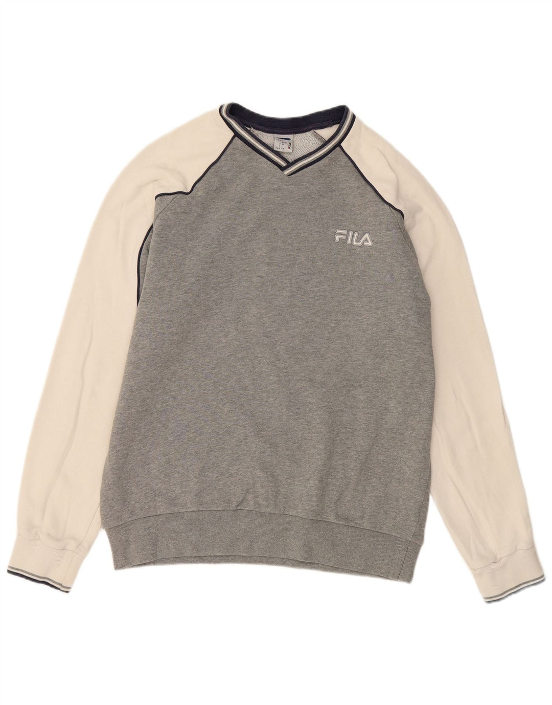 FILA Mens Sweatshirt Jumper Large Grey Colourblock Cotton