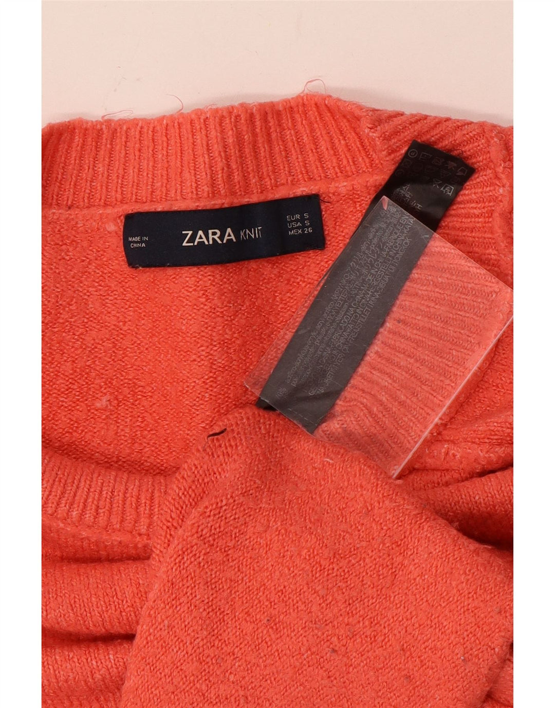 Zara Womens Oversized Boat Neck Jumper Sweater UK 10 Small Orange Polyester