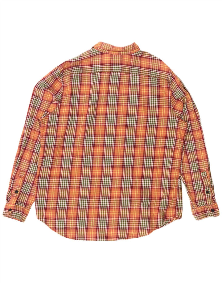 EDDIE BAUER Mens Classic Fit Flannel Shirt 2XL Orange Check Cotton