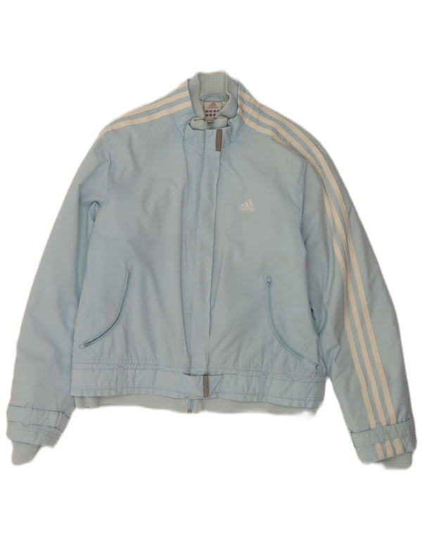 Adidas Womens Bomber Jacket UK 10 Small Blue Polyester