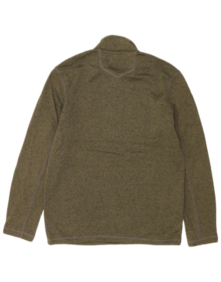 Eddie Bauer Mens Zip Neck Sweatshirt Jumper Small Green Flecked Polyester
