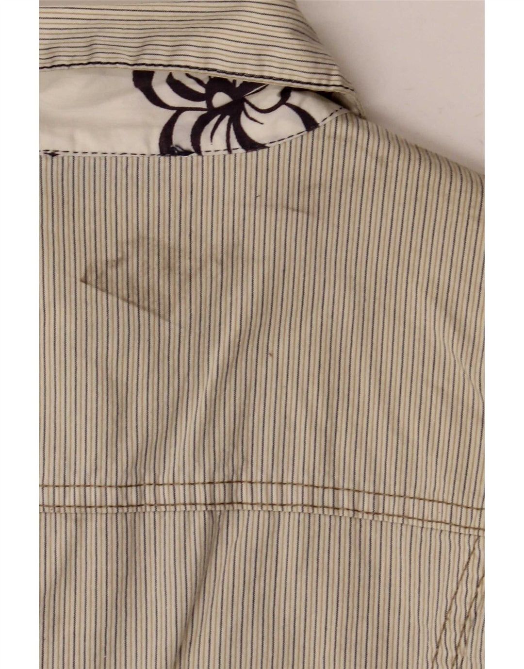 Gas Womens Crop Bomber Jacket UK 10 Small Beige Striped Cotton