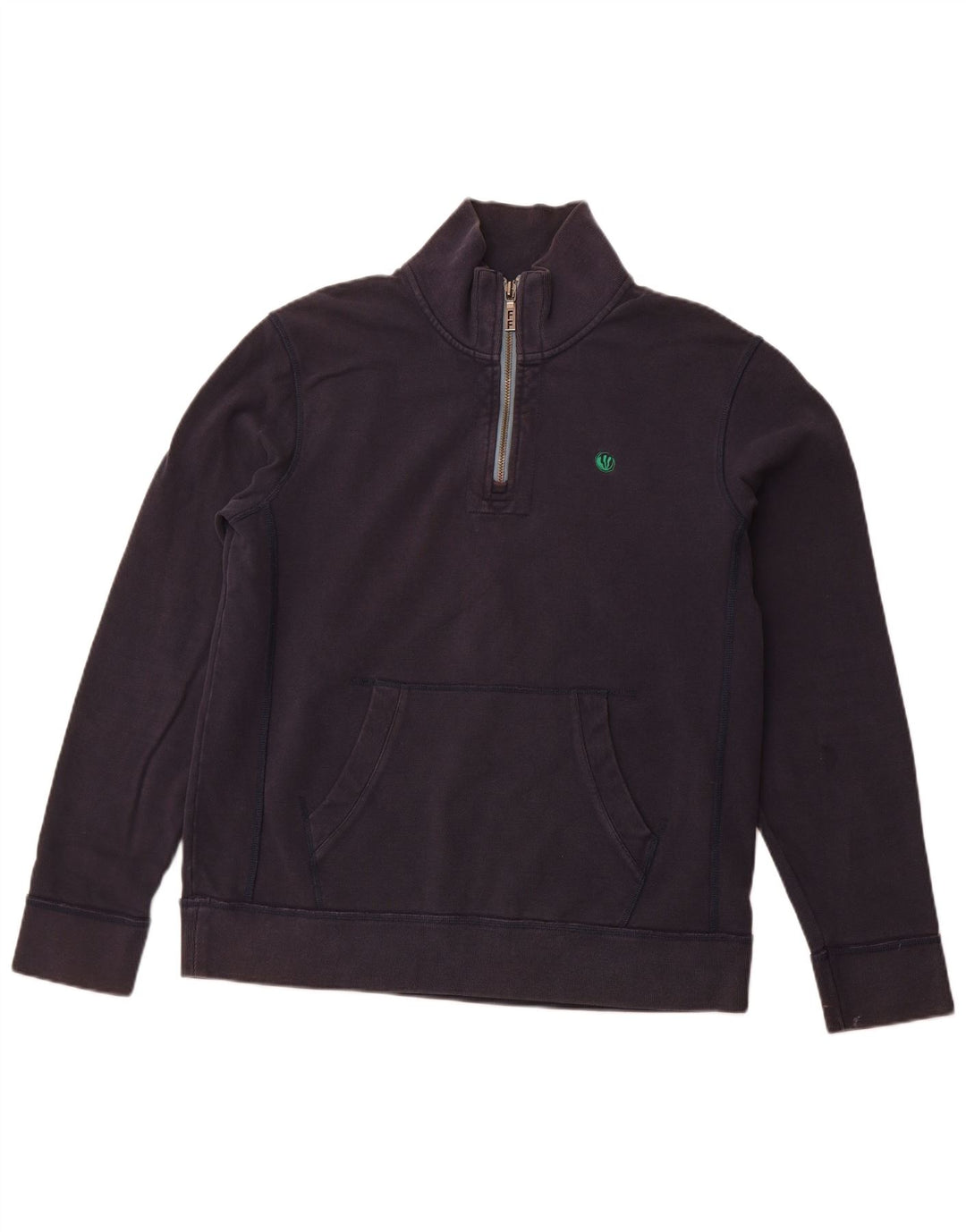 FAT FACE Mens Zip Neck Sweatshirt Jumper Large Navy Blue Cotton