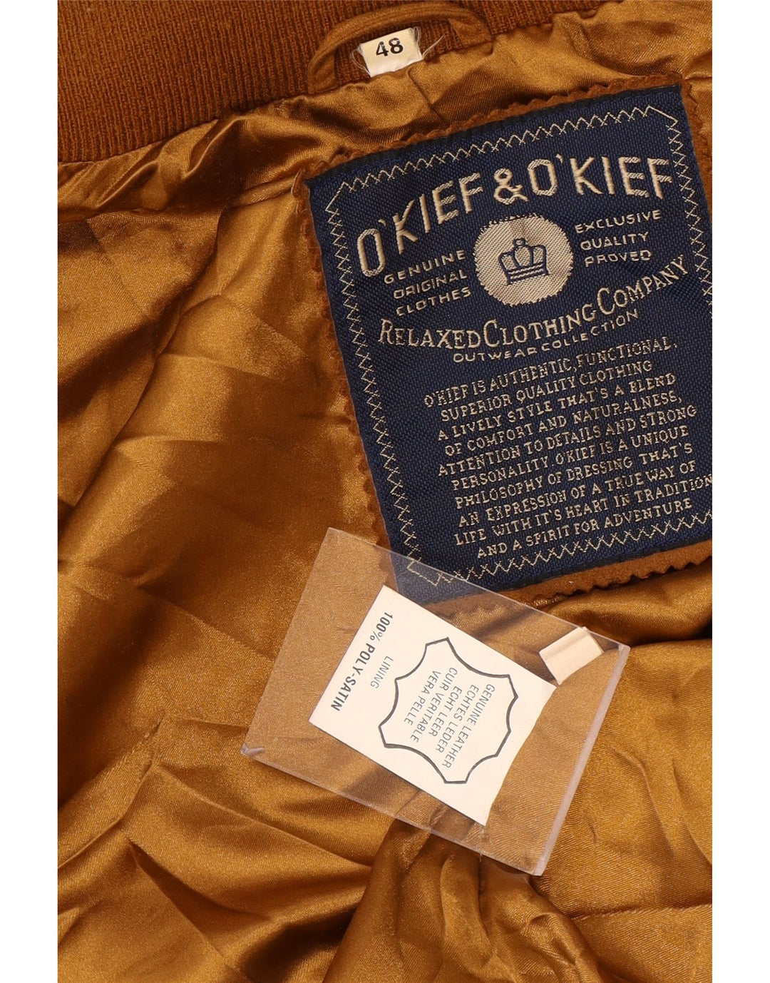 O'Kief Mens Loose Fit Suede Bomber Jacket IT 48 Medium Brown Leather