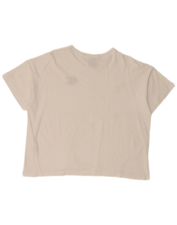 Champion Womens Crop T-Shirt Top UK 16 Large White Cotton