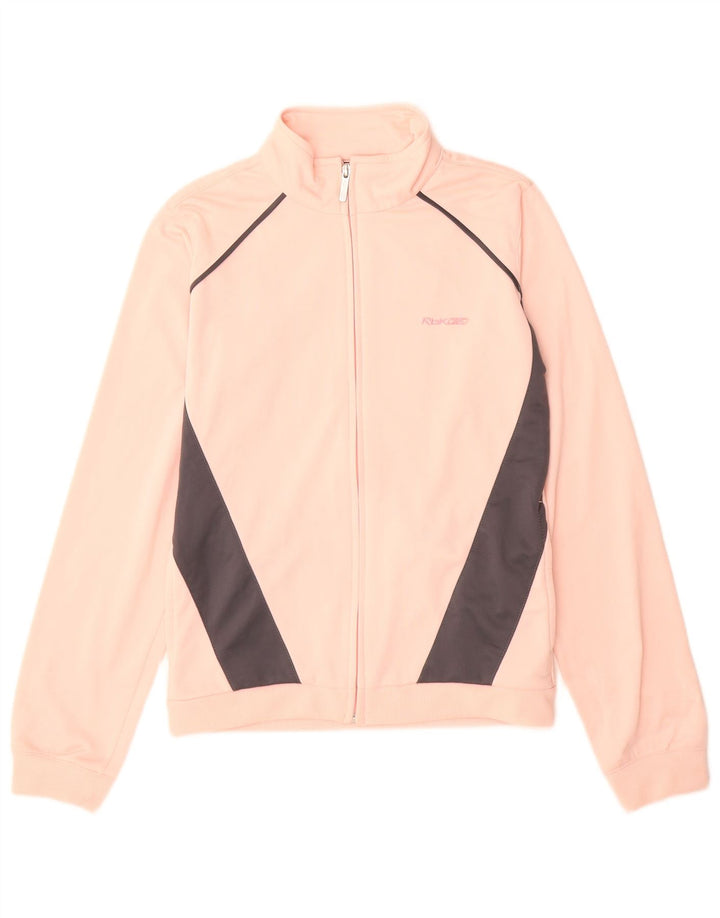 Reebok Womens Tracksuit Top Jacket UK 12 Medium Pink Colourblock Polyester