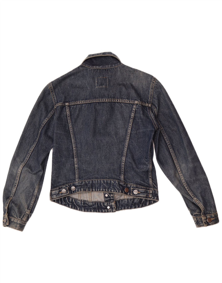 Gas Womens Crop Denim Jacket UK 12 Medium Blue Cotton