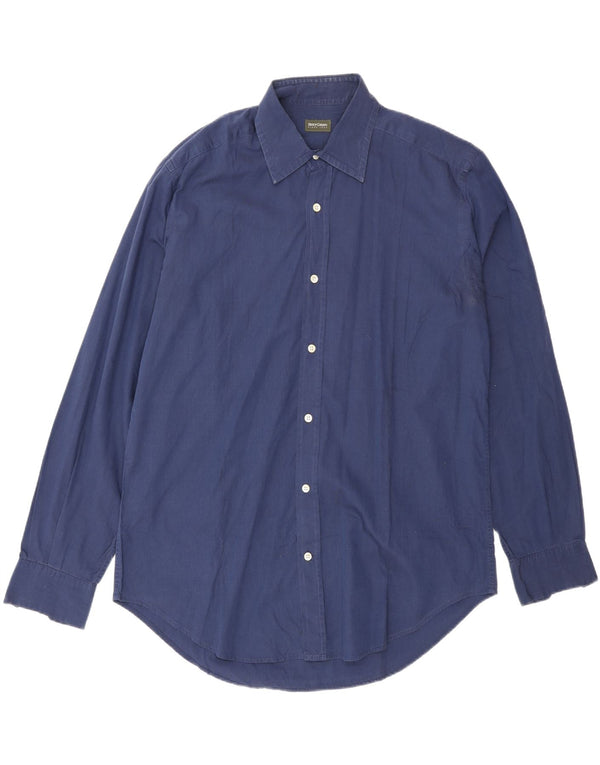 Henry Cottons Mens Shirt Size 42 Large Navy Blue Cotton
