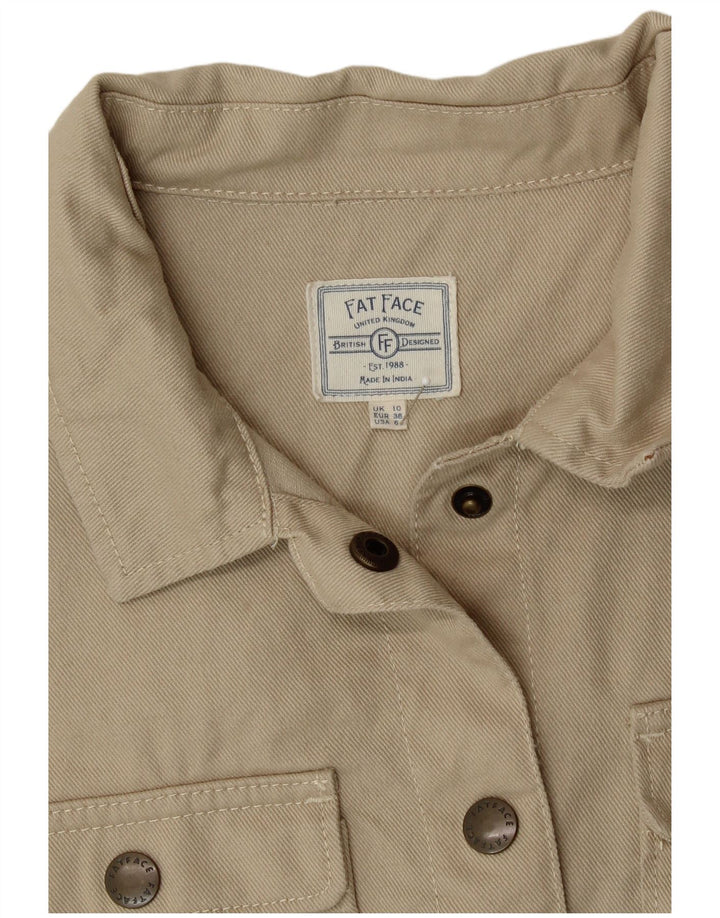 FAT FACE Womens Oversized Shirt UK 10 Small Beige Cotton