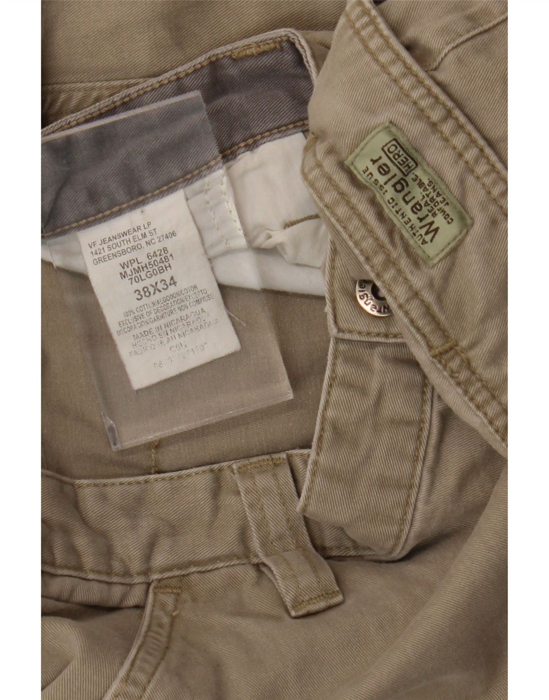 WRANGLER Mens Straight Cargo Trousers W38 L34 Beige Cotton