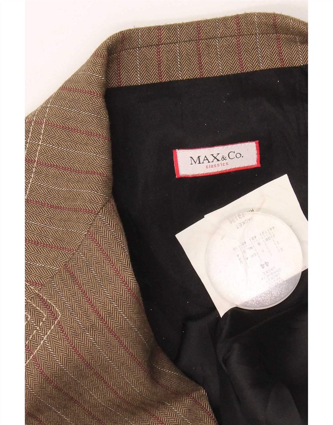 Max & Co. Womens 3 Button Blazer Jacket UK 12 Medium Brown Striped Acetate