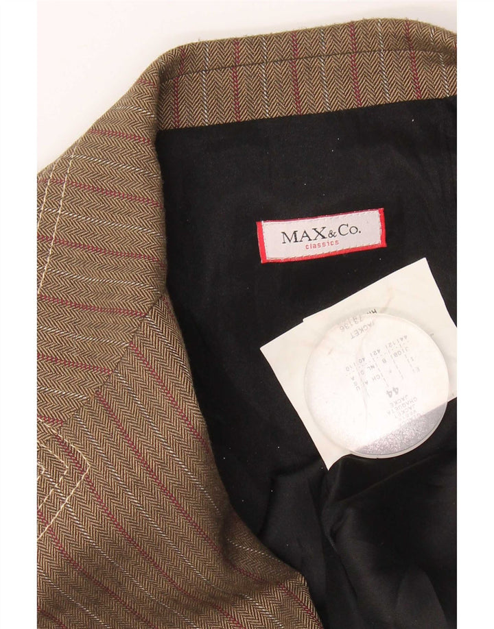 Max & Co. Womens 3 Button Blazer Jacket UK 12 Medium Brown Striped Acetate