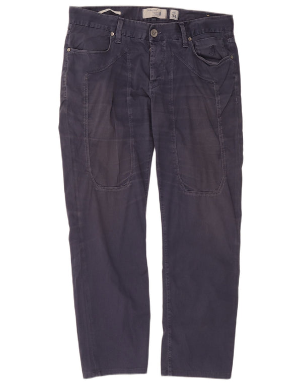 Jeckerson Mens Tapered Jeans W34 L28 Navy Blue Cotton