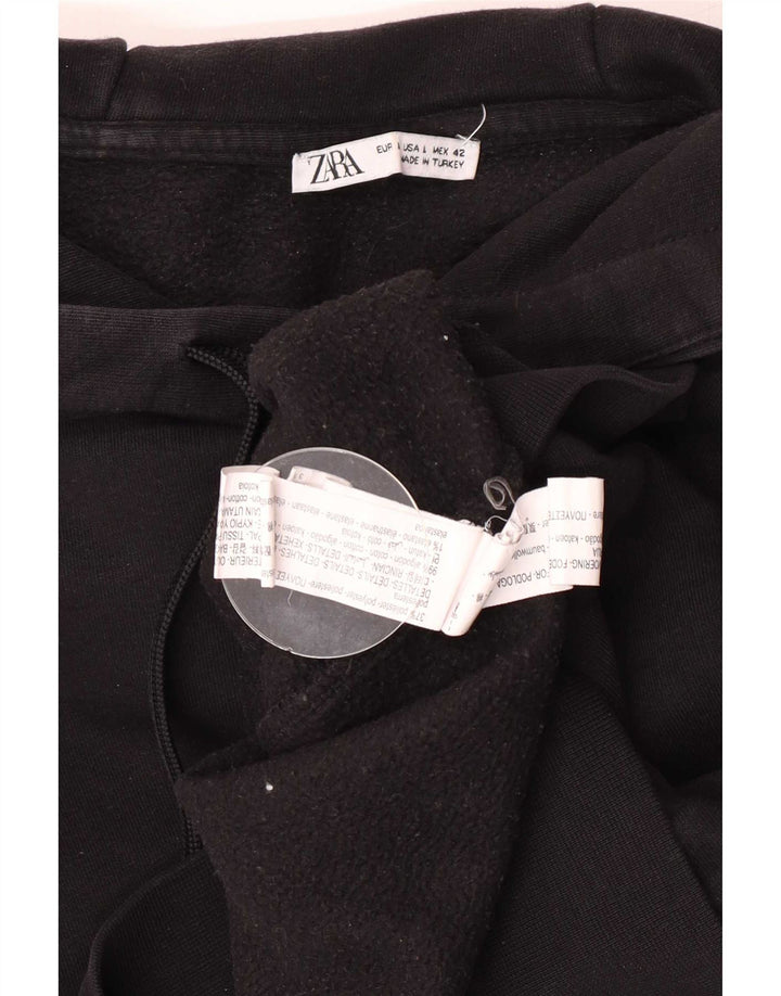 Zara Mens Hoodie Jumper Large Black Cotton