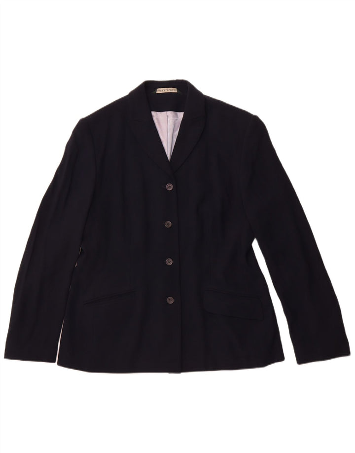 LAURA ASHLEY Womens 4 Button Blazer Jacket UK 16 Large Navy Blue Viscose