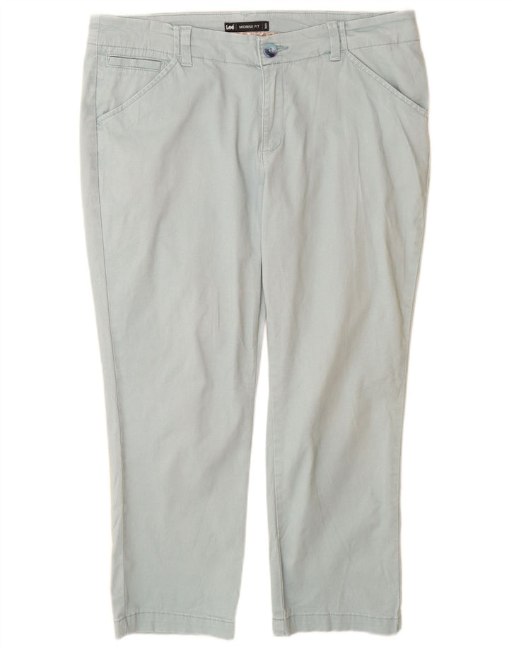 Lee Womens Capri Trousers US 12 Large W32 L24 Turquoise Cotton