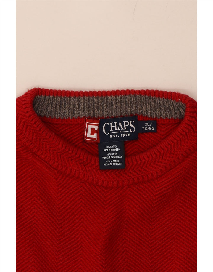 CHAPS Mens Crew Neck Jumper Sweater XL Red Cotton Vintage Chaps and Second-Hand Chaps from Messina Hembry 