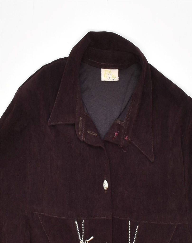 VINTAGE Womens Velour Shirt UK 16 Large Burgundy | Vintage | Thrift | Second-Hand | Used Clothing | Messina Hembry 