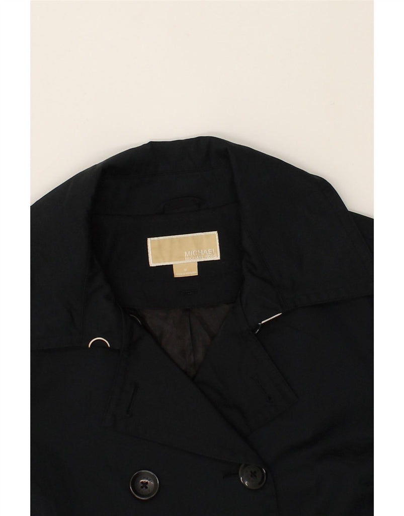 MICHAEL KORS Womens Double Breasted Coat UK 14 Medium Black Cotton | Vintage Michael Kors | Thrift | Second-Hand Michael Kors | Used Clothing | Messina Hembry 