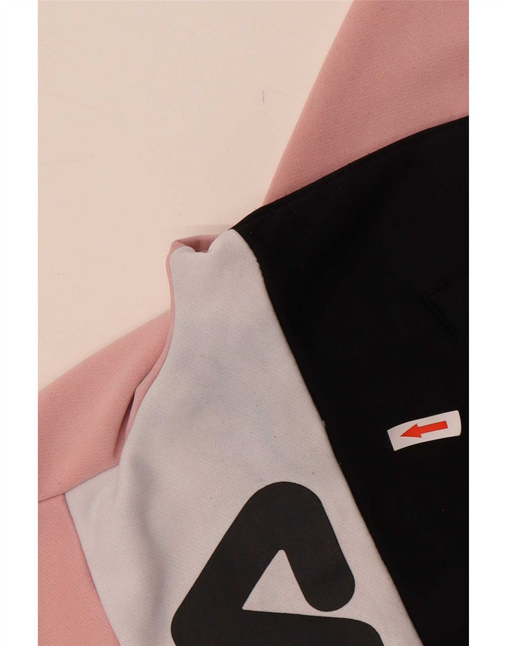 Fila Womens Graphic Tracksuit Top Jacket UK 14 Medium Pink Colourblock