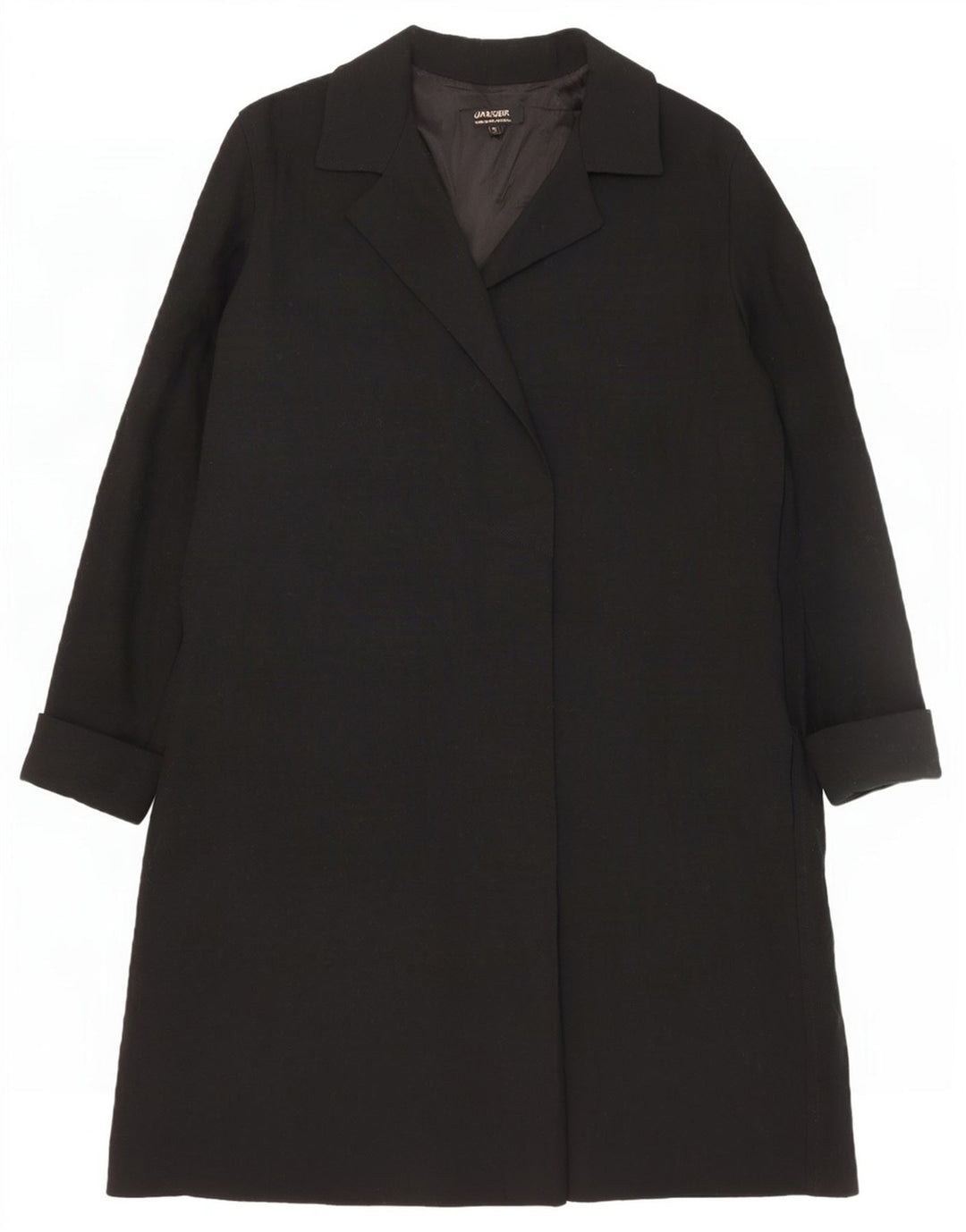 Jaeger Womens Open Overcoat UK 16 Large Black Wool