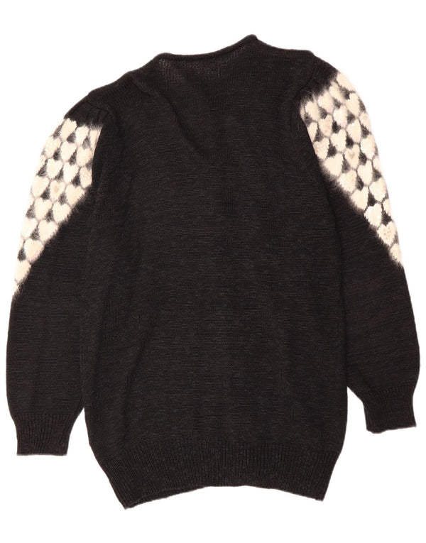 Vintage Womens Cardigan Sweater EU 38 Medium Black Polyacrylic Heart