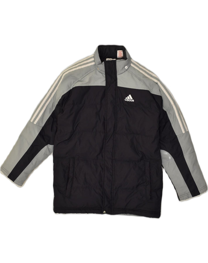 ADIDAS Boys Padded Jacket 11-12 Years Black Colourblock Polyester | Vintage Adidas | Thrift | Second-Hand Adidas | Used Clothing | Messina Hembry 