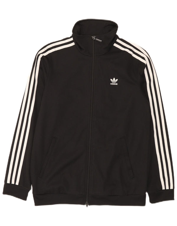 Adidas Womens Tracksuit Top Jacket UK 10 Small Black Cotton