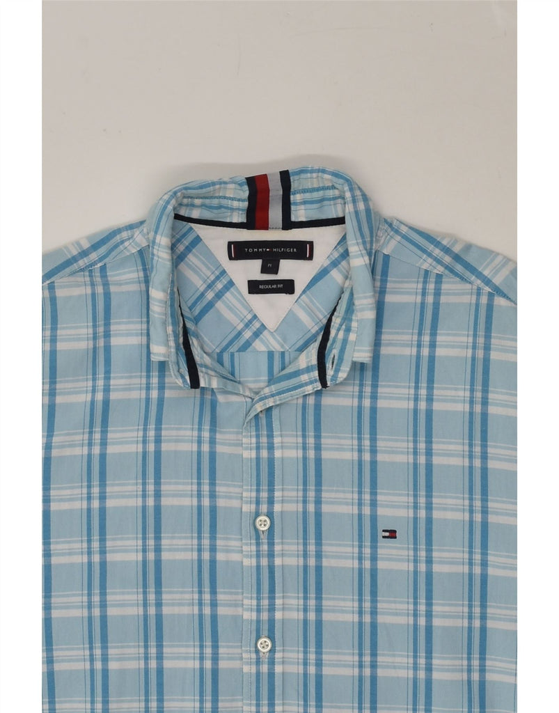 TOMMY HILFIGER Mens Regular Fit Shirt Medium Blue Check Cotton | Vintage Tommy Hilfiger | Thrift | Second-Hand Tommy Hilfiger | Used Clothing | Messina Hembry 