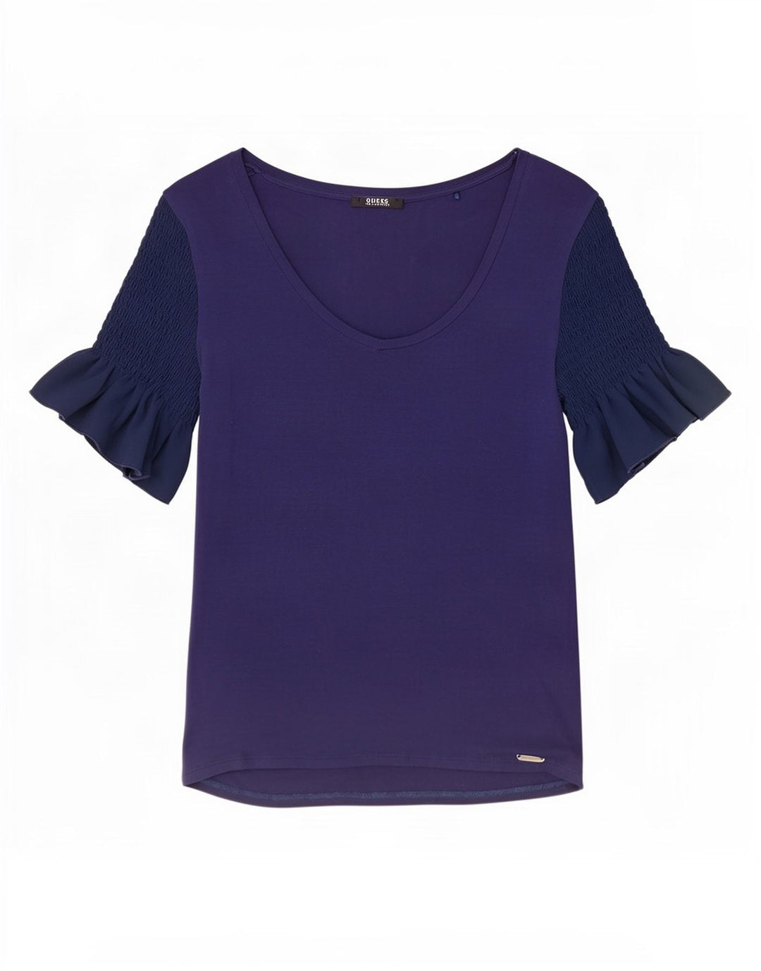 Guess Womens Blouse Top UK 8 Small Navy Blue Colourblock Rayon