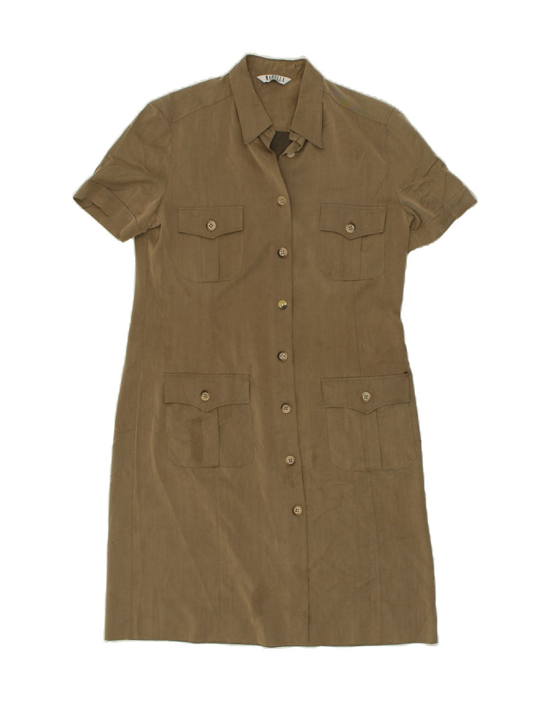 MARELLA Womens Short Sleeves Shirt Dress UK 16 Large Khaki Vintage Marella and Second-Hand Marella from Messina Hembry 