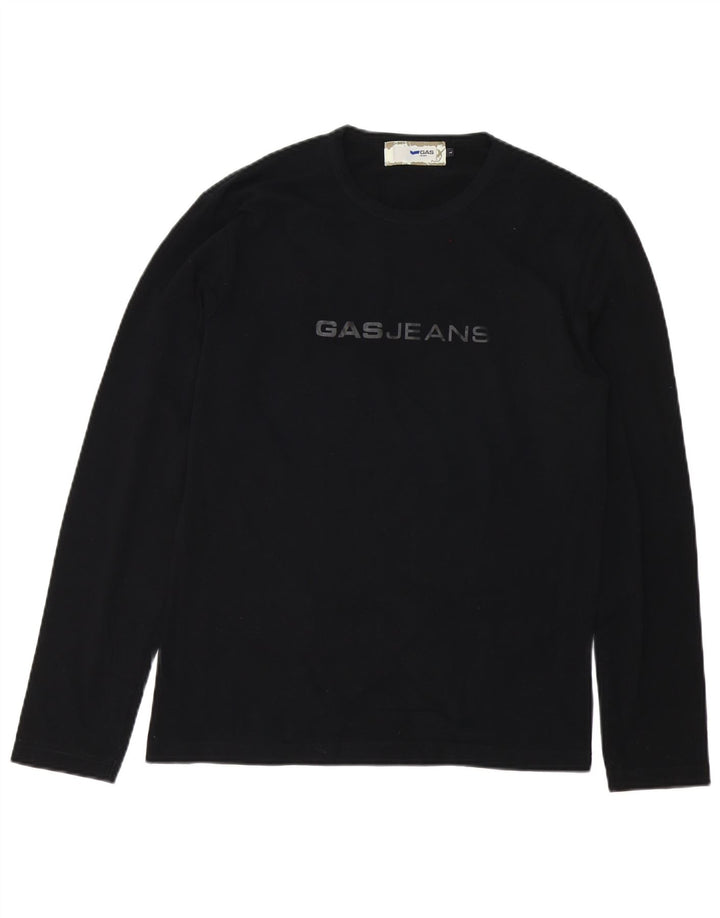 Gas Mens Graphic Top Long Sleeve Large Black Cotton