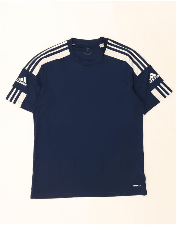 Adidas Mens Aeroready T-Shirt Top Large Navy Blue Colourblock Polyester