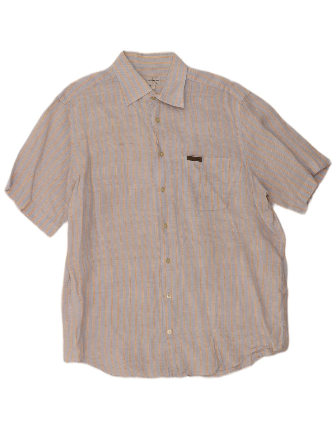 Calvin Klein Jeans Mens Short Sleeve Shirt XL Grey Striped