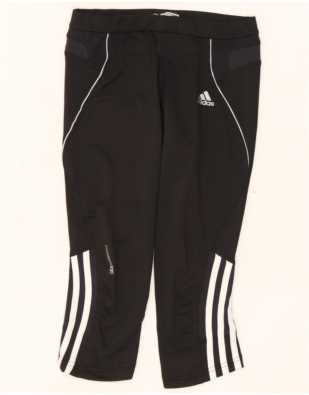 Adidas Womens Capri Leggings UK 10 Small Black Polyester