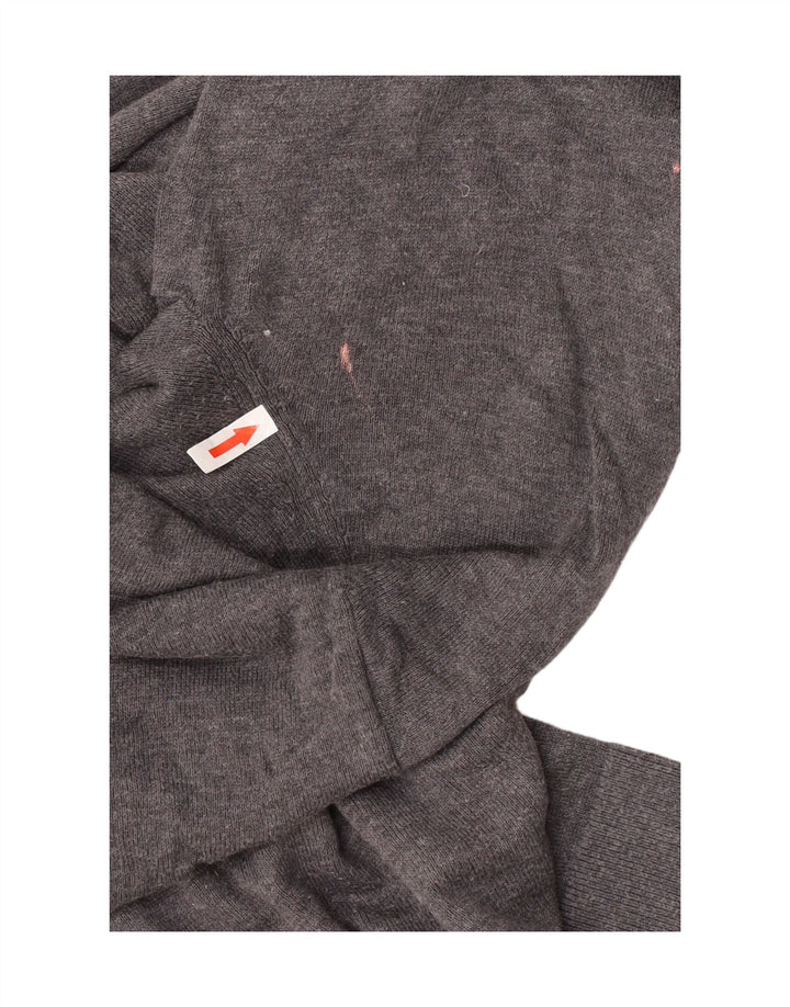 Tommy Hilfiger Mens Zip Neck Jumper Sweater Medium Grey Flecked Cotton