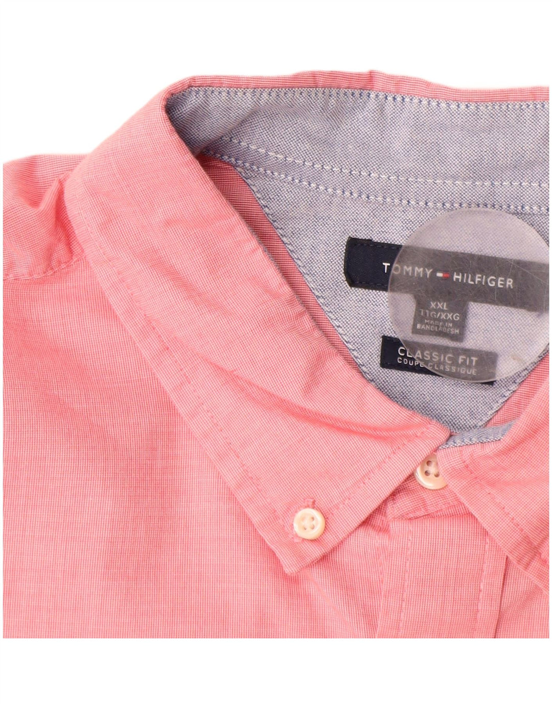 Tommy Hilfiger Mens Classic Fit Shirt 2XL Pink Cotton