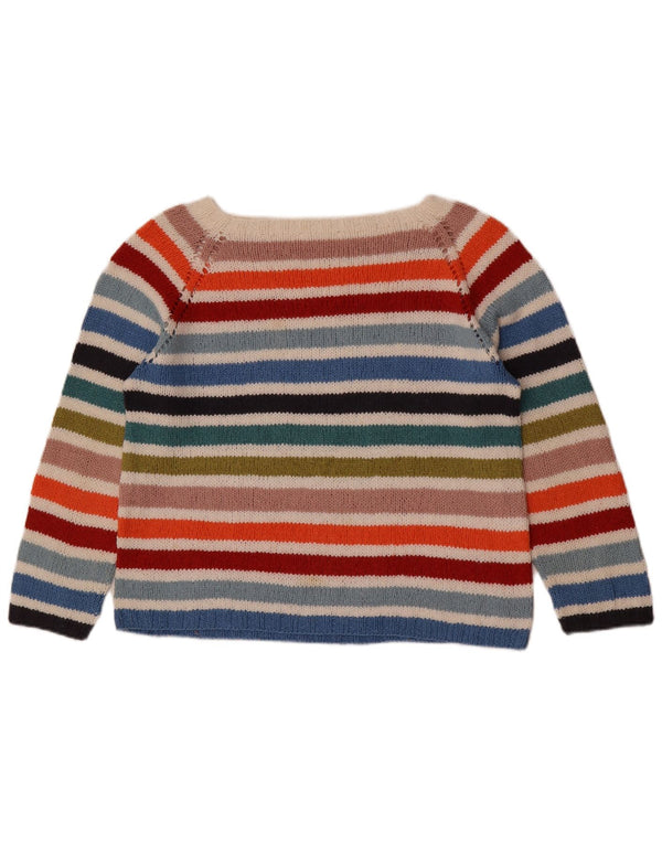 Vintage Womens Boat Neck Jumper Sweater UK 14 Medium Multicoloured Striped