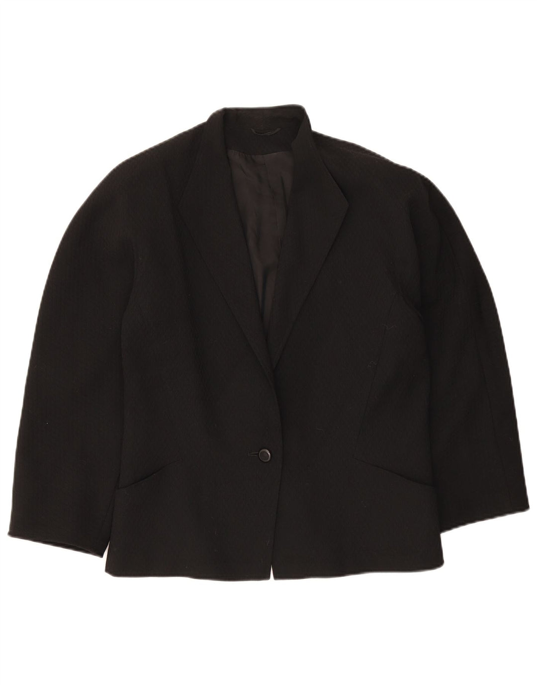Max Mara Womens 1 Button Blazer Jacket UK 16 Large  Black Virgin Wool