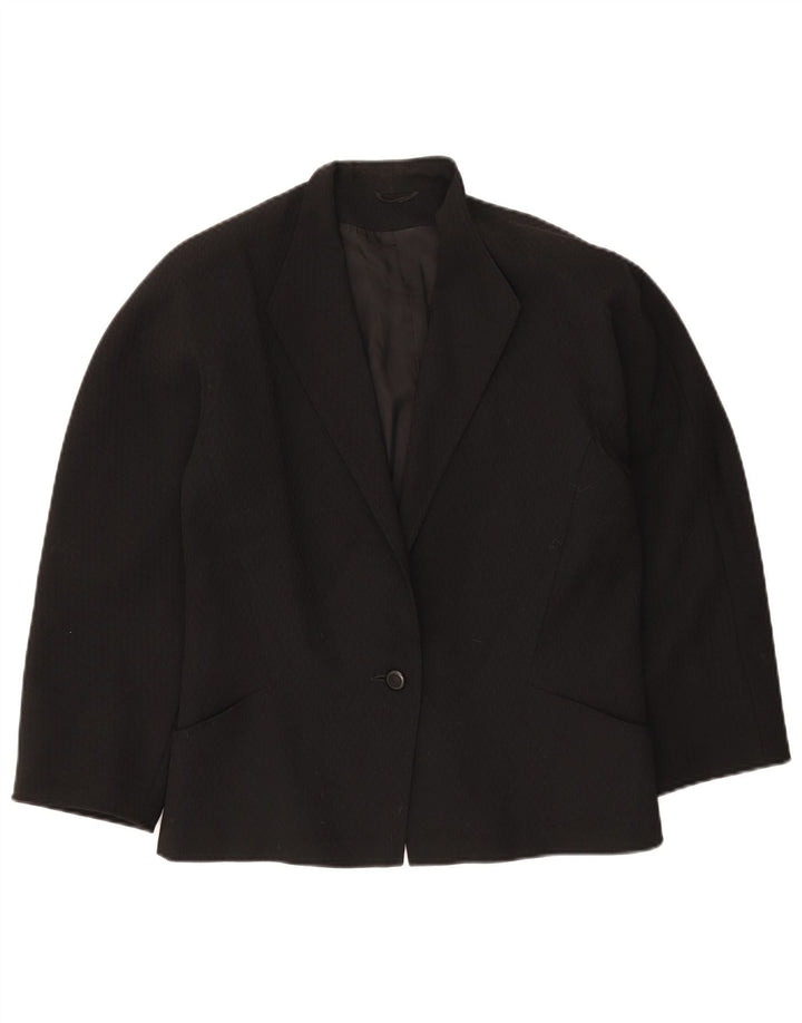 Max Mara Womens 1 Button Blazer Jacket UK 16 Large  Black Virgin Wool