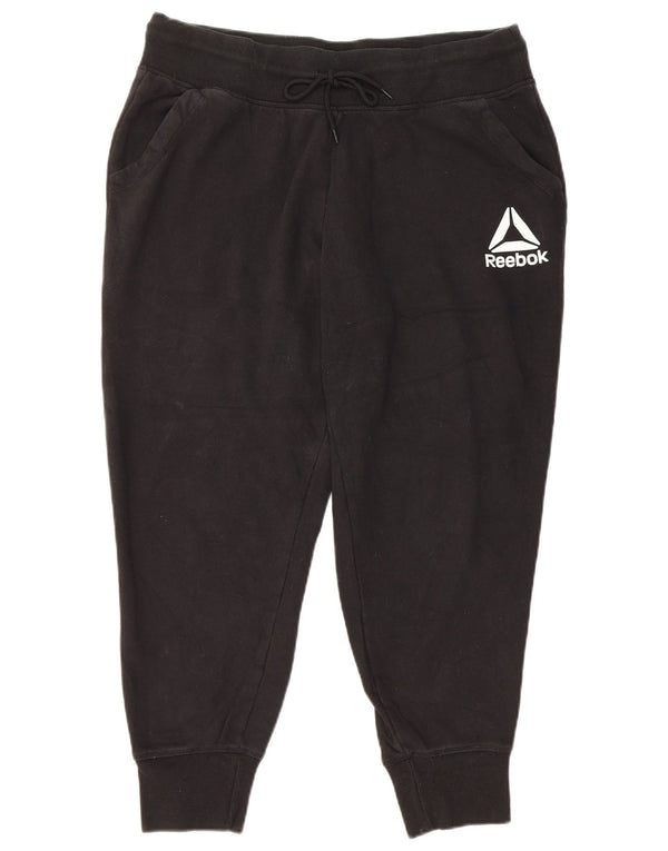 REEBOK Womens Graphic Tracksuit Trousers Joggers UK 18 XL  Black Cotton