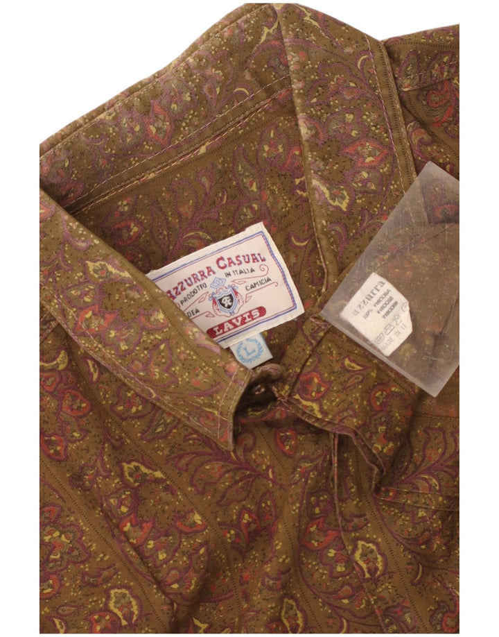 Azzurra Mens Shirt Large Khaki Paisley Viscose